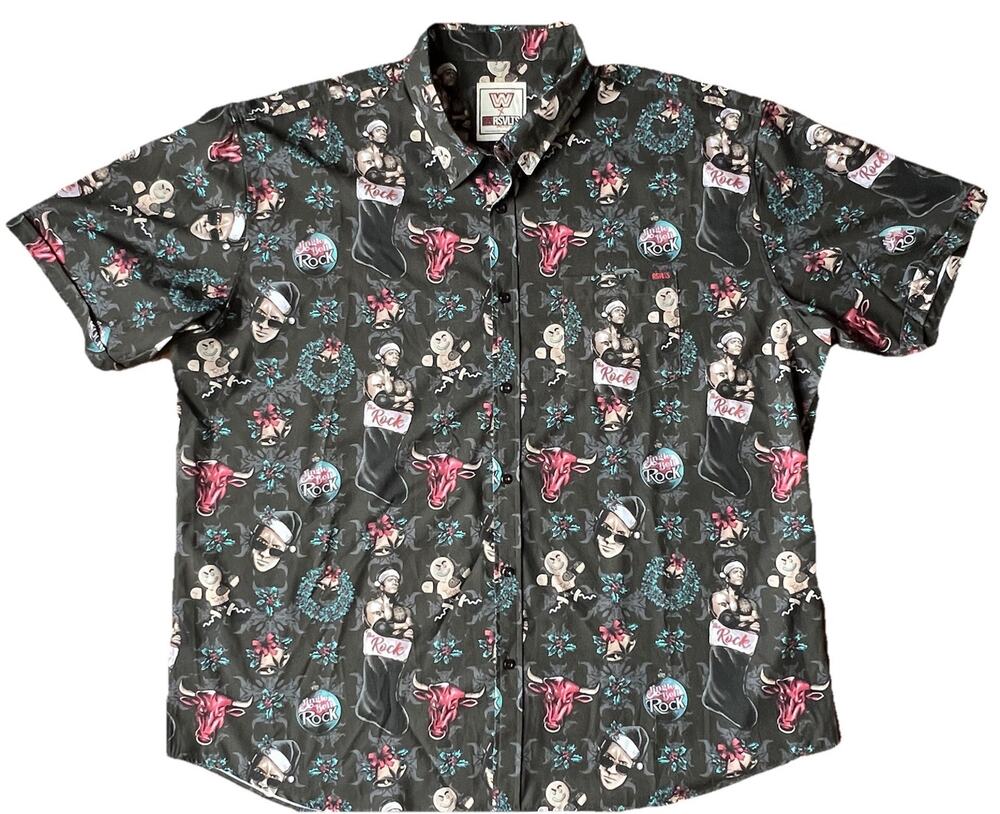 RSVLTS x WWE Mens Shirt The Rock Kunuflex Sz 3XL Short Sleeve All Over Print